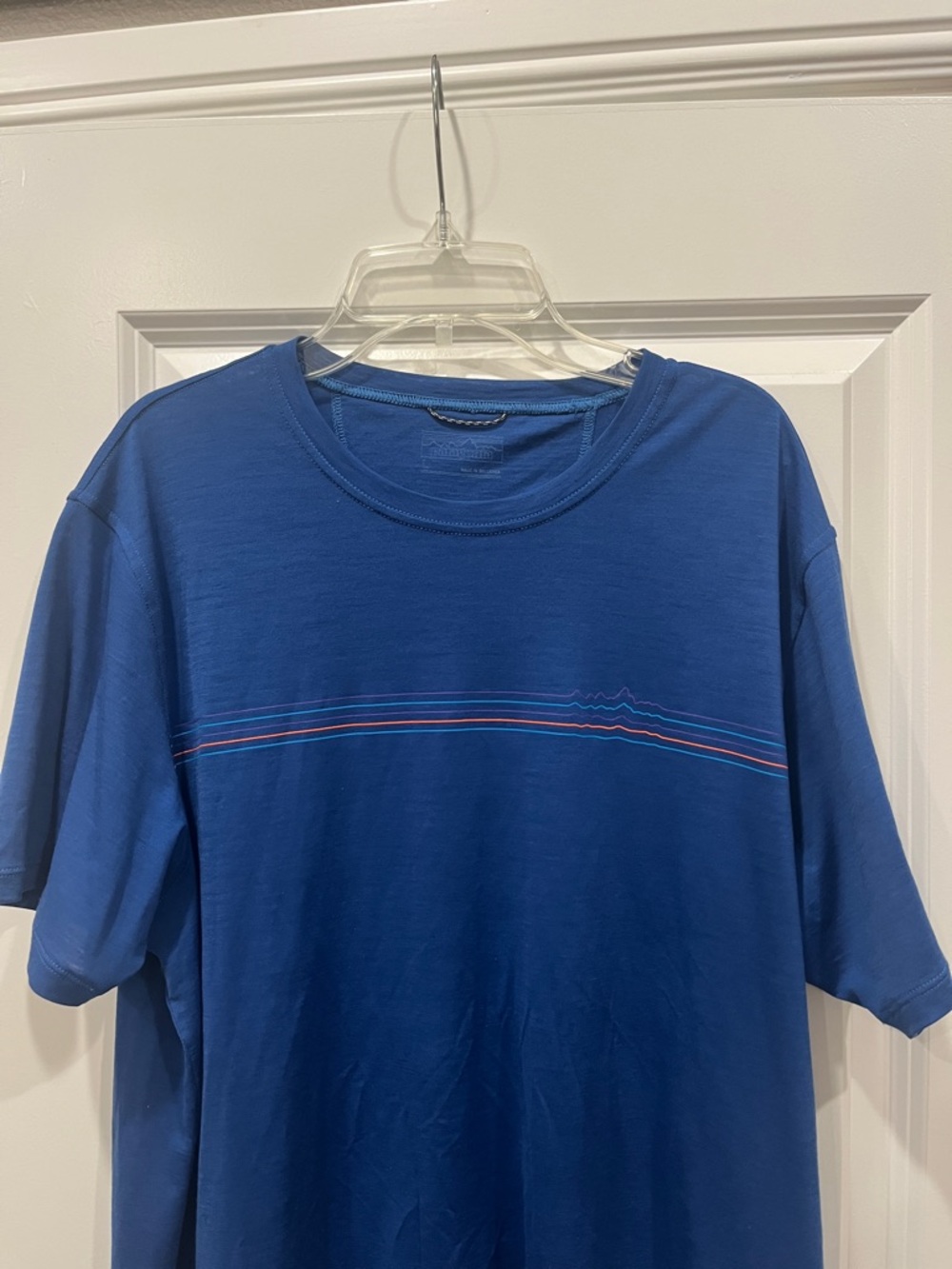 Patagonia Capilene Cool Merino Wool Blend Graphic Shirt Blue Men's Large